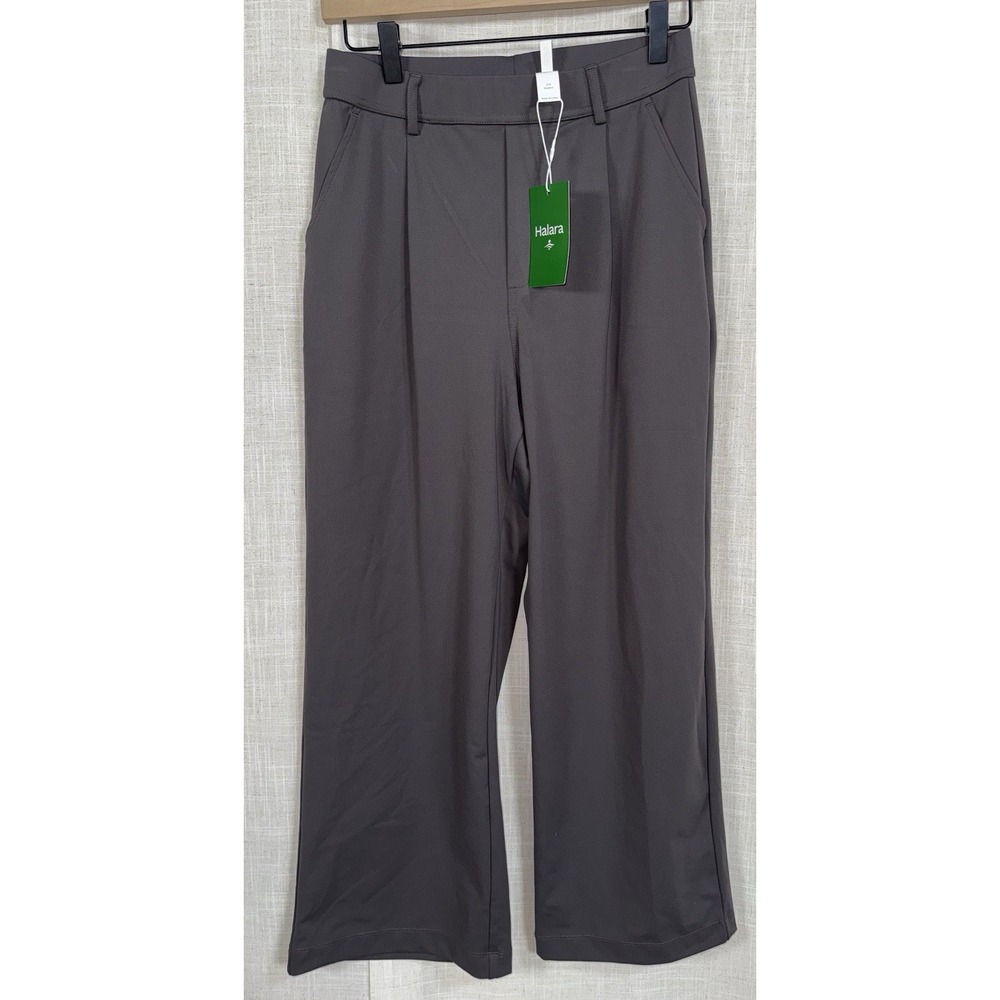 NWT Halara Women's S Small Petite Wide‎ Leg Trouser Pants Dark Gray Brown NEW